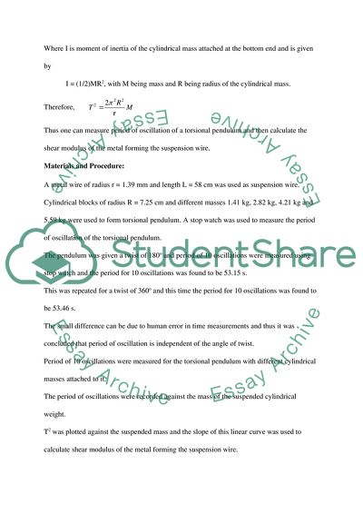 The Torsional Pendulum