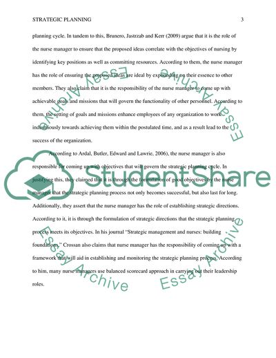 Strategic Planning - Strategic Management and Nurses