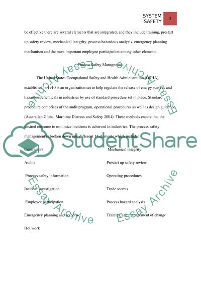 System Safety Application to Chemical Accidents at Work