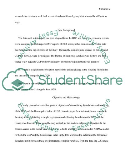 Relations and Modeling of GDP and House price index of USA