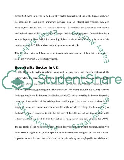 Polish Migrant within the UK Hospitality Industry