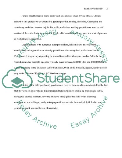 Family Practitioner Career Speech