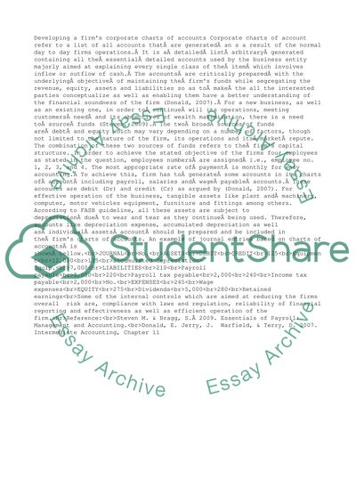 The Concept of Corporate Charts of Account