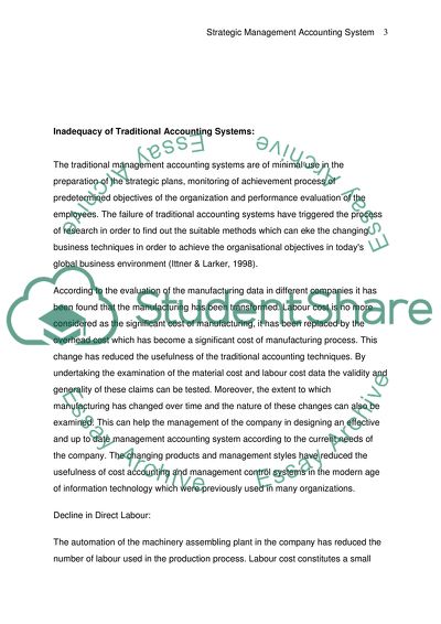 Strategic Management Accounting System of Highline Co Ltd
