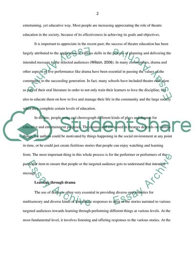 The Role of Story in Drama and Theatre Education