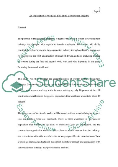 An Exploration of womens role in the construction industry