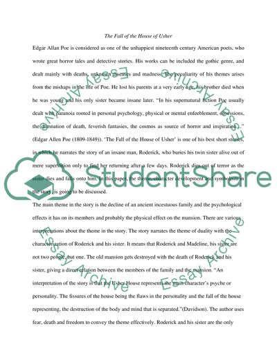 Character Development in The Fall of the House of Usher by Poe