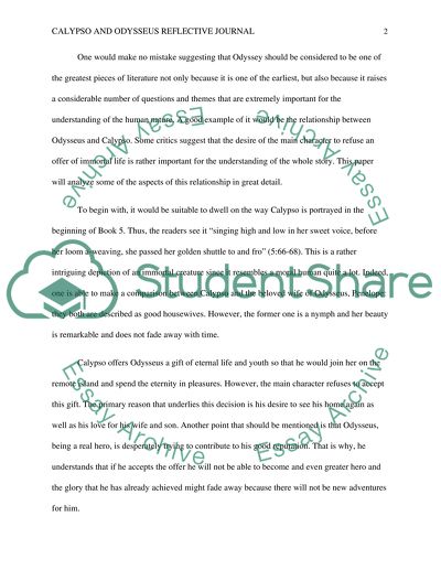 Calypso and Odysseus Reflective Journal