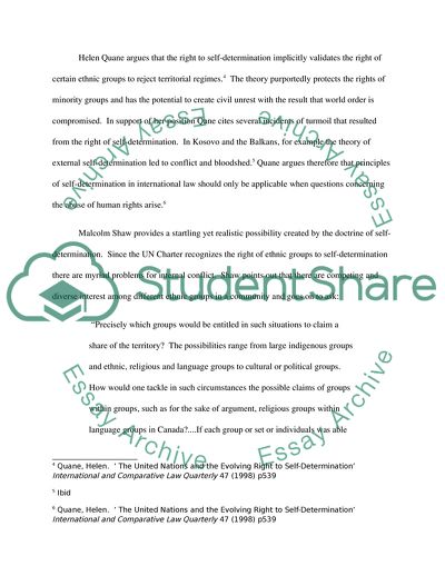 The Concept of Self Determination in International Law