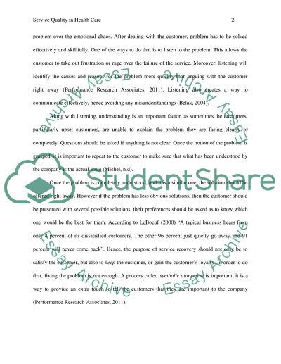 Service Quality in Health Care