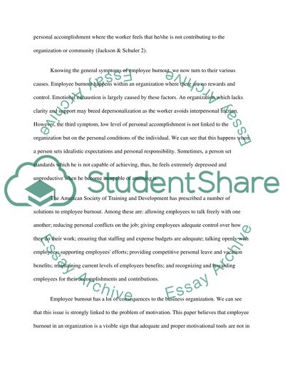 Employee Burnout Occurrence in a Business Organization