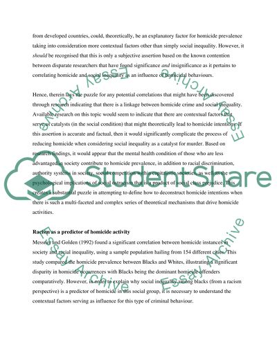 Social Inequality and Homicide