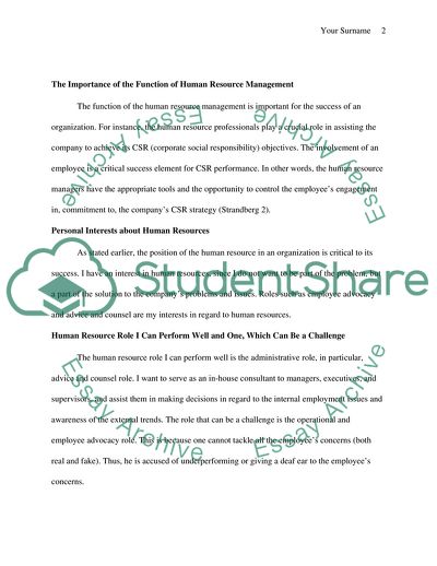 Tasks Played By the Human Resource