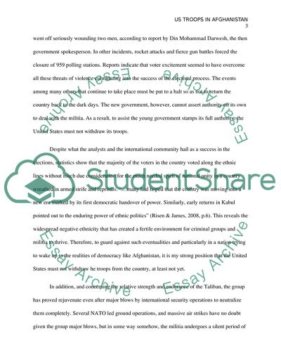 US Must Prolong the Presence of It Troops in Afghanistan