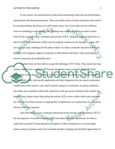 Challenges of Integrating ICT into Education: Letter to the Editor