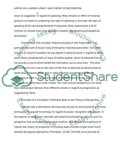 Justice as a larger loyalty and theory of recognition