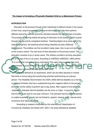 Education of Physically Disabled Child