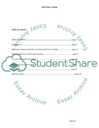 Job Order Costing Issues