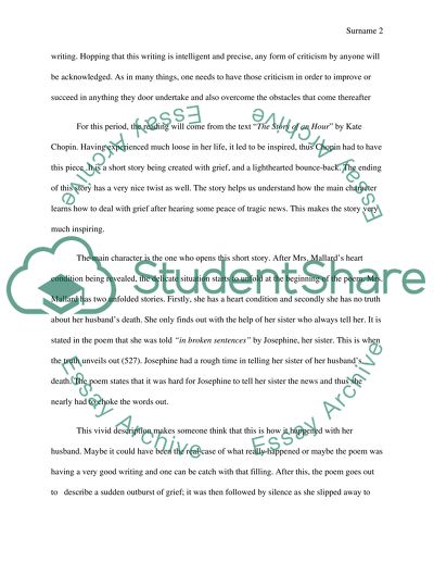 Textual analysis  Story of an hour 