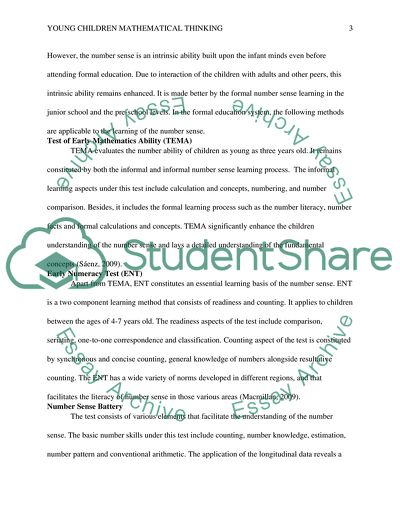 Synthesis of current research literature on young childrens mathematical thinking