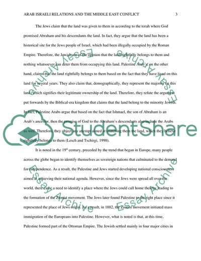 Arab Israeli Relations and the Middle East Conflict