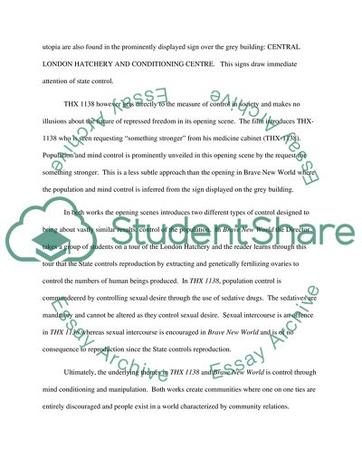 George Lucas THX 1138 and Aldous Huxleys Brave New World