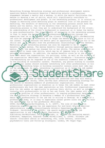 Networking Strategy and professional development Module 1 Questions