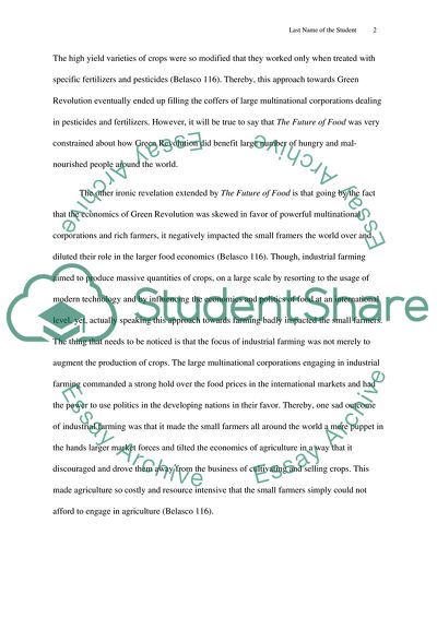 Film Critical Analysis - The Future of Food