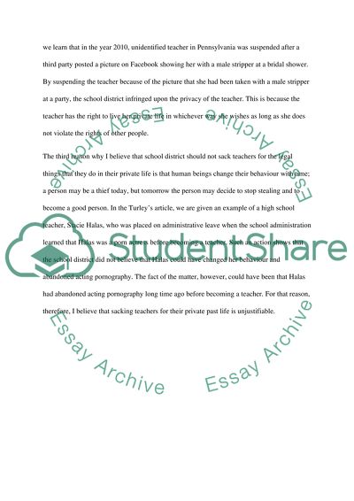 Firing a Teacher for Doing Something Legal