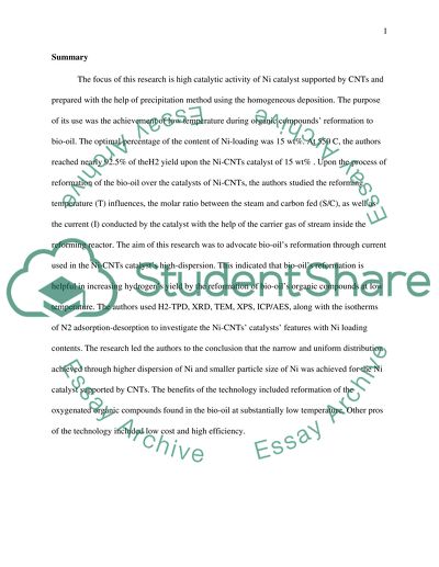 The Bio-Oil Over the Catalysts of Ni-CNTs
