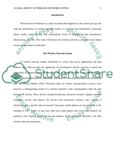 The Global Impact of Wireless Network System on the Individuals and the Society