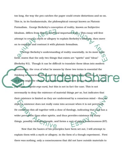 The Cave and the Consciousness: A Mythlic Account of Berkleys Idealism, and a Comparison with Platonic Formalism