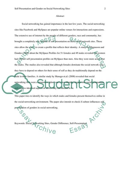 Self-Presentation and Gender on Social Networking Sites