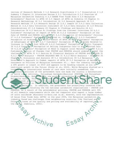 The Impact of ASEAN Free Trade Agreement on Malaysian Automotive Industry