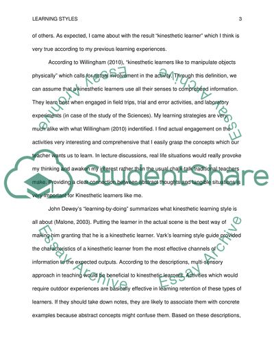 what's your learning style essay