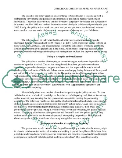 Childhood Obesity in African American