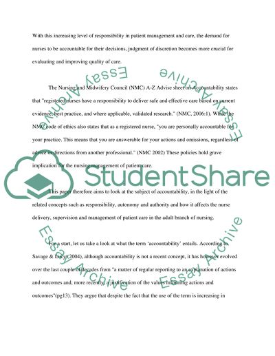 Nursing for Management and Supervision of Patient Care