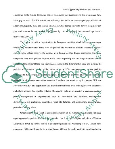 Equal Opportunity Policies and Practices