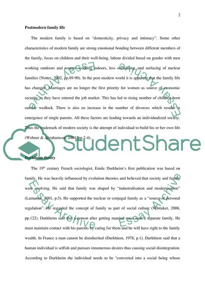 Changes in Family Life: Post Modernism