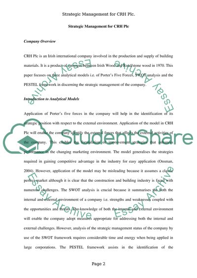 Strategic Management for CRH Plc