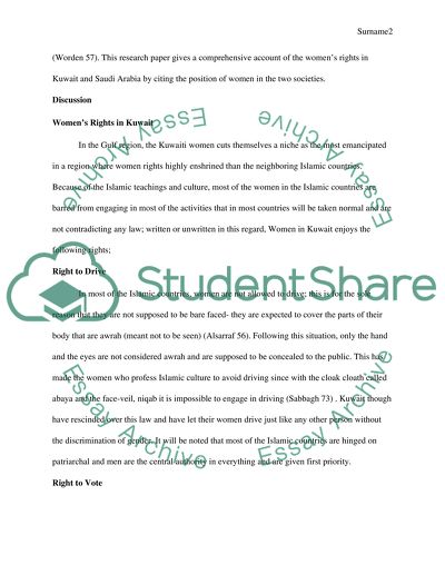 Kuwaiti and Saudi Arabian Womans Rights in Their Own Country