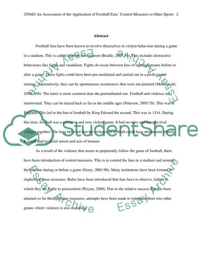 Application of Football Fans Control Measures to Other Sports