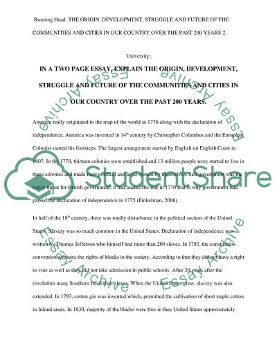 The Origin, Development, Struggle and Future of the Communities and Cities in Our Country over the Past 200 Years