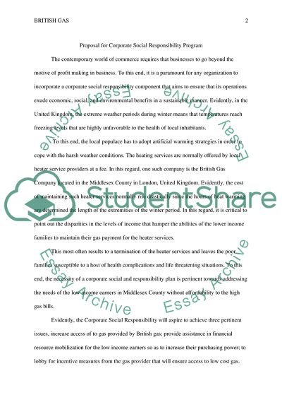 Corporate Social Responsibility Program - British Gas