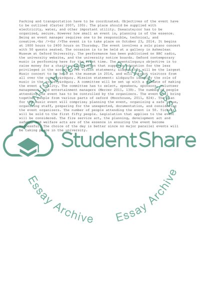 Planning an Event: Oxford Contemporary Music Performance