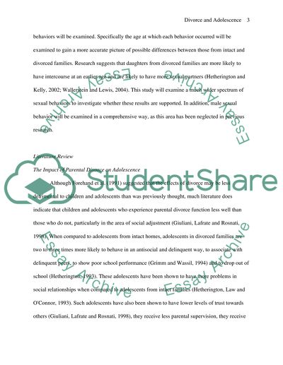 The Impact of Parental Divorce on Adolescence