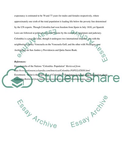 Population of Colombia State