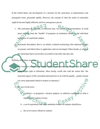 Curriculum definitions and reference point