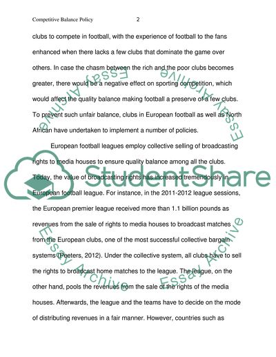 Competitive Balance Policy