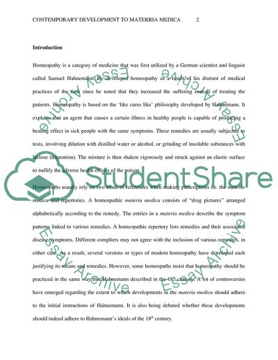 Contemporary Developments in Materria Medica and Hahnemanns Instruction